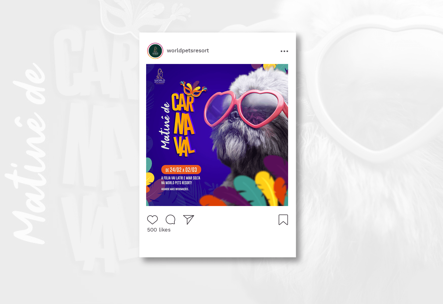 Um cachorro usando óculos escuros está em uma postagem de mídia social.