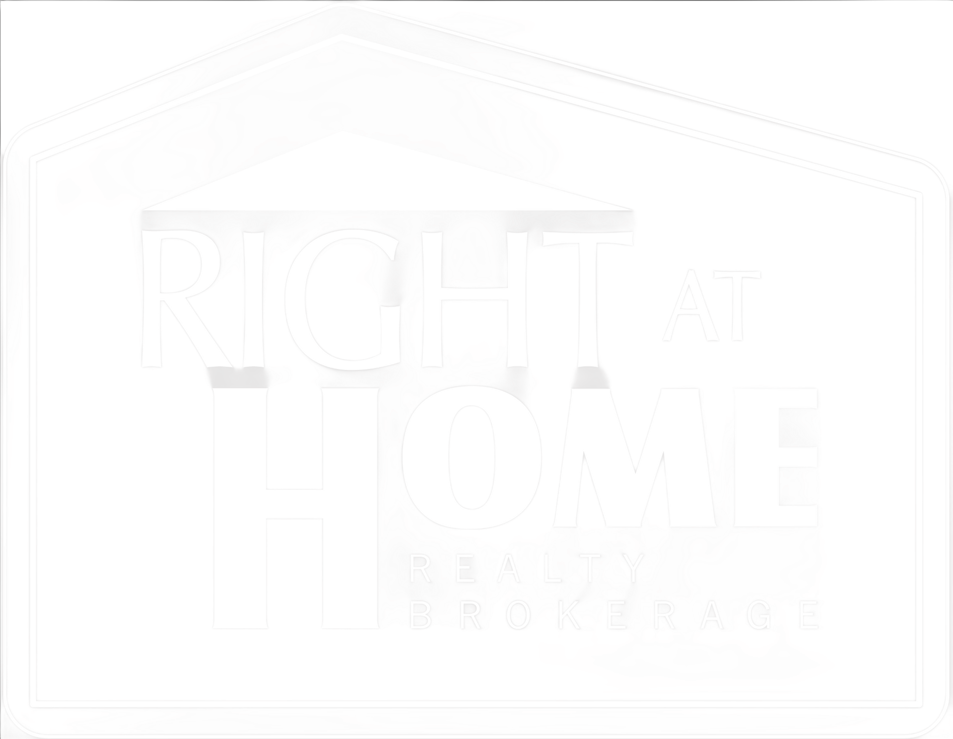 Logo for Right at Home Realty Brokerage. White text on gray background. House outline.