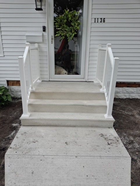 Aluminum Ultralox Railings On New Precast Steps In Cedar Rapids, IA