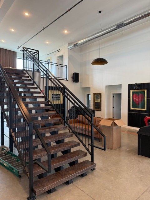 Custom Modern Interior Railing With Mid Rail Grip & Returns And Extensions In Cedar Falls, IA