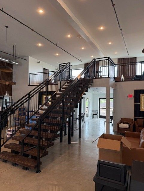 Custom Modern Interior Railing With Mid Rail Grip & Returns And Extensions In Cedar Falls, IA