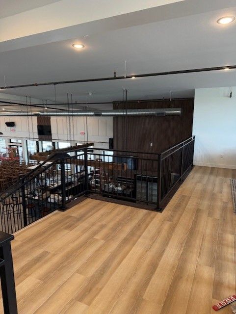 Custom Modern Interior Railing With Mid Rail Grip & Returns And Extensions In Cedar Falls, IA