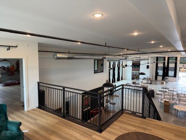 Custom Modern Interior Railing With Mid Rail Grip & Returns And Extensions In Cedar Falls, IA