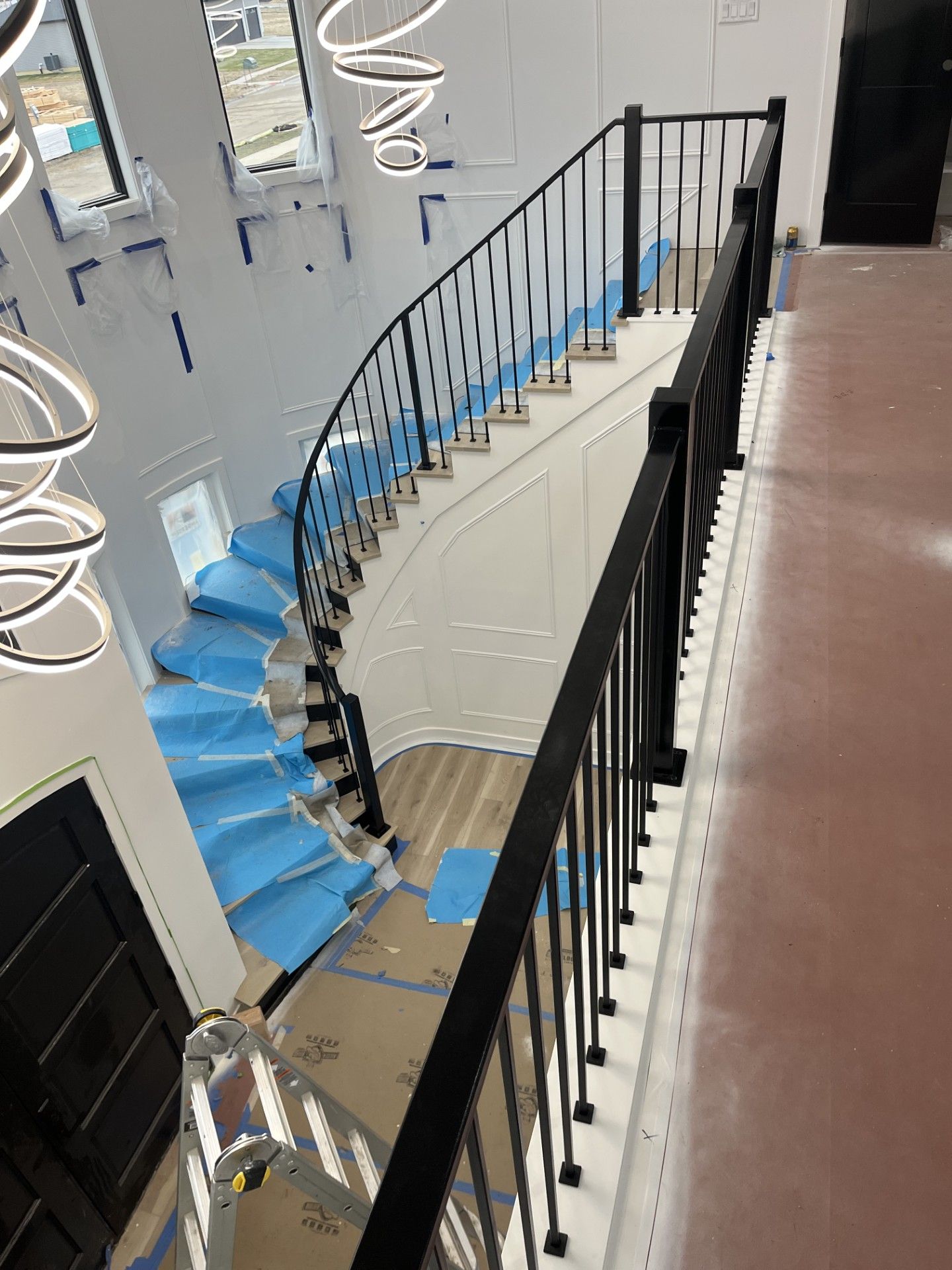 Custom Modern Interior Railing On A Spiral Staircase In Cedar Falls, IA!