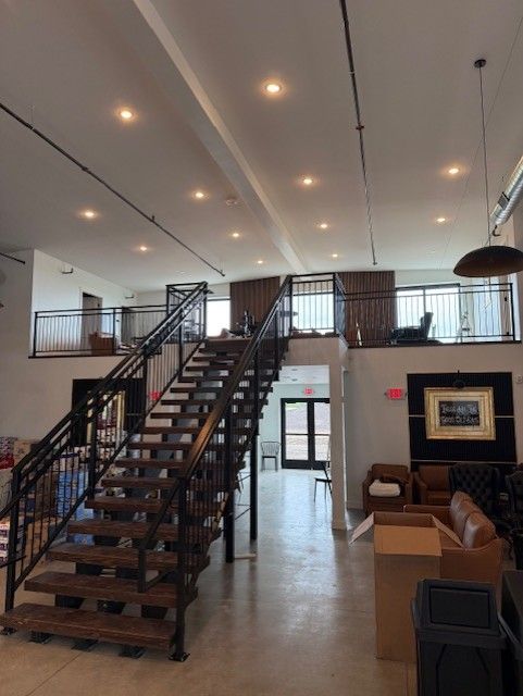 Custom Modern Interior Railing With Mid Rail Grip & Returns And Extensions In Cedar Falls, IA