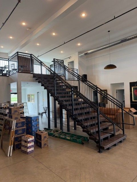 Custom Modern Interior Railing With Mid Rail Grip & Returns And Extensions In Cedar Falls, IA