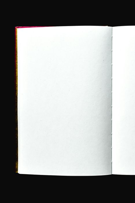 Open, blanco pagina's van een boek, op een zwarte achtergrond.