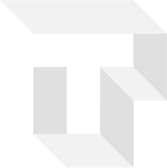 Abstract white geometric logo with gray folded shapes and shadows