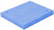Blue foam square pad with two small holes near the corners