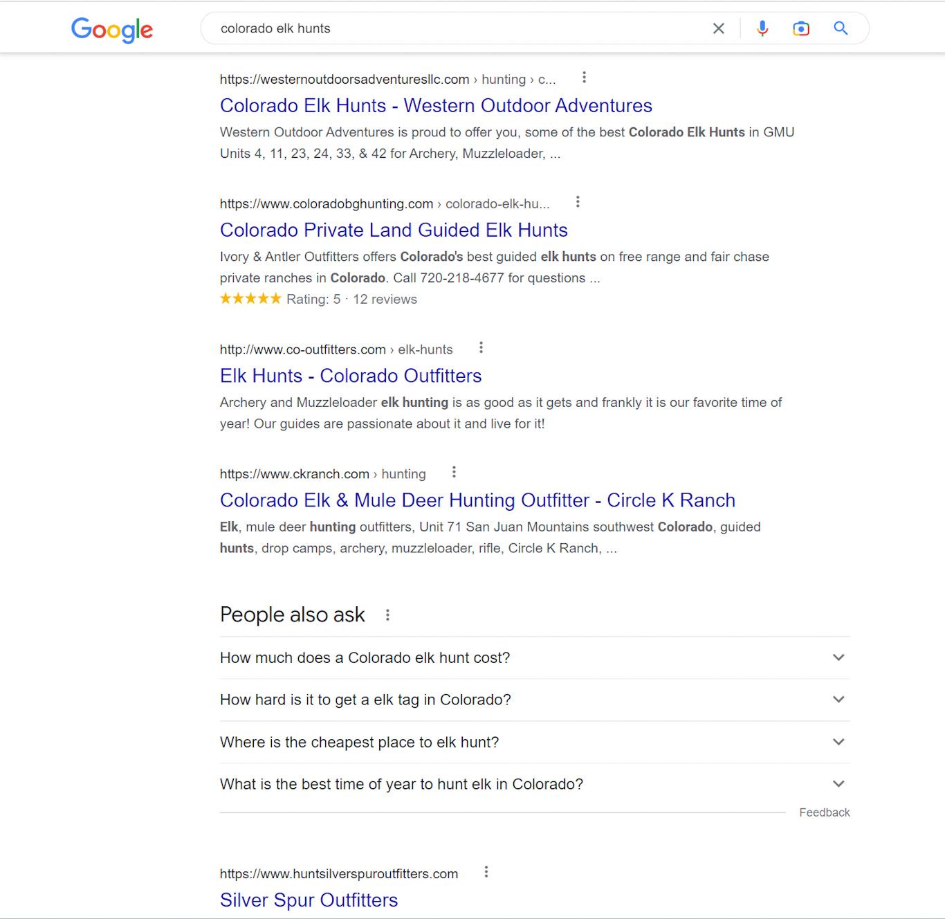 Hunting Outfitter Website Design SEO