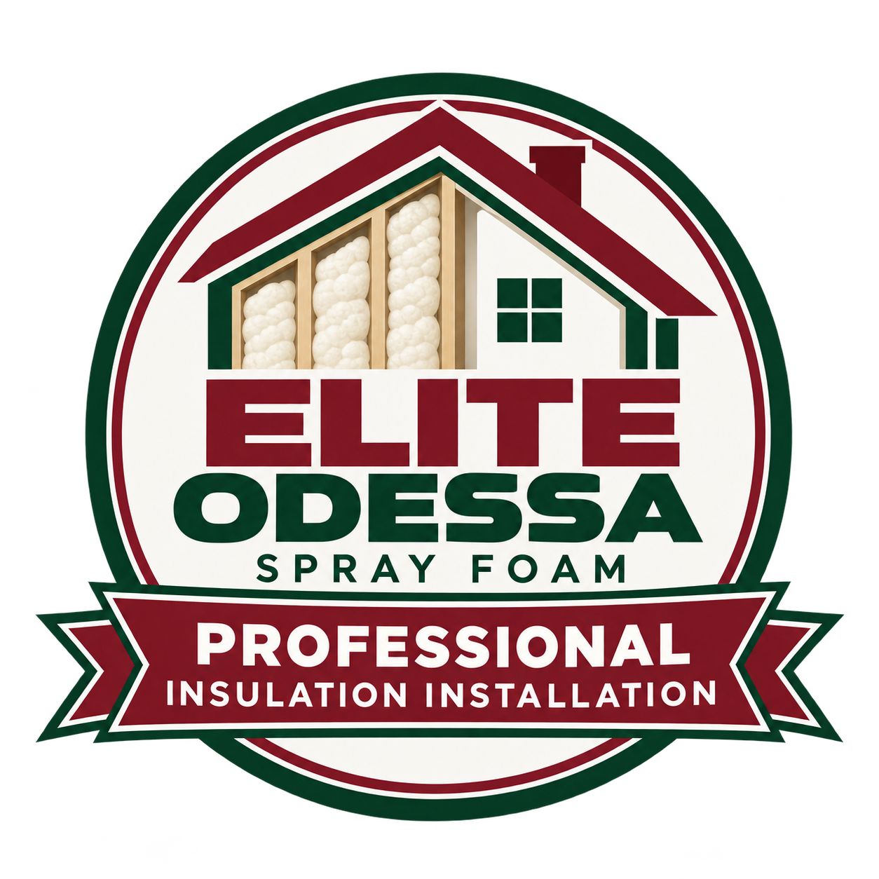 Elite Odessa Spray Foam professional insulation installation banner with house insulation logo
