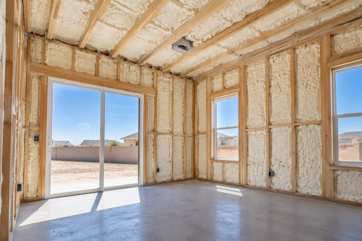 Closed-cell spray foam insulation in a newly framed Odessa home
