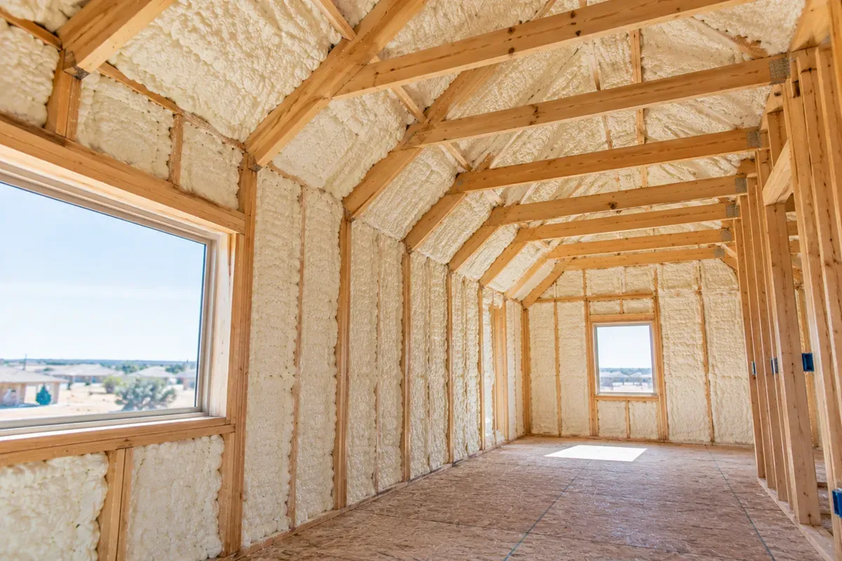 Completed attic insulation with closed-cell spray foam in Odessa, TX