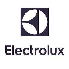 Logo Electrolux con simbolo bianco sopra il nome del marchio su sfondo scuro.
