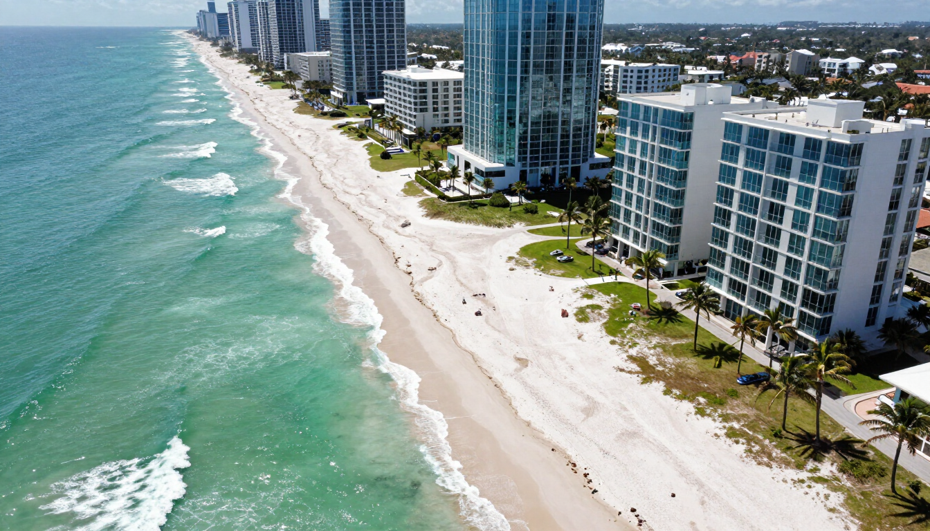 Aerial view of the beautiful emerald coast in Panama City Beach Florida