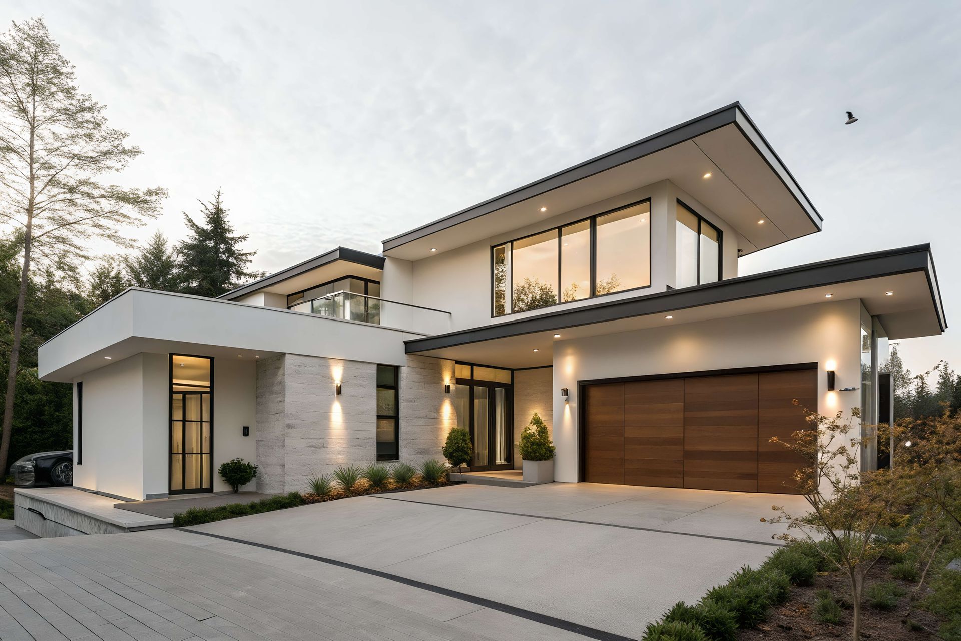 An artist 's impression of a modern house at night