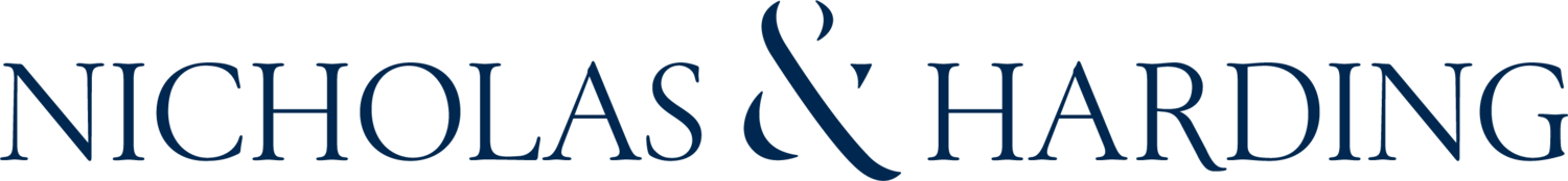 A logo for nicholas & harding is shown on a white background