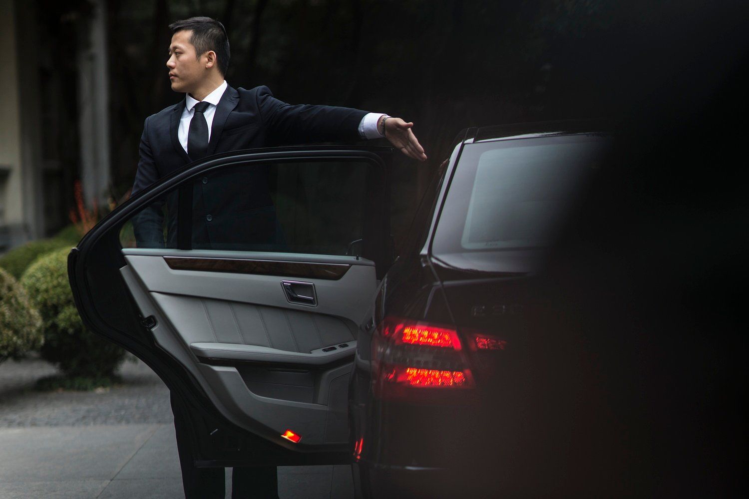 opening the hired car door