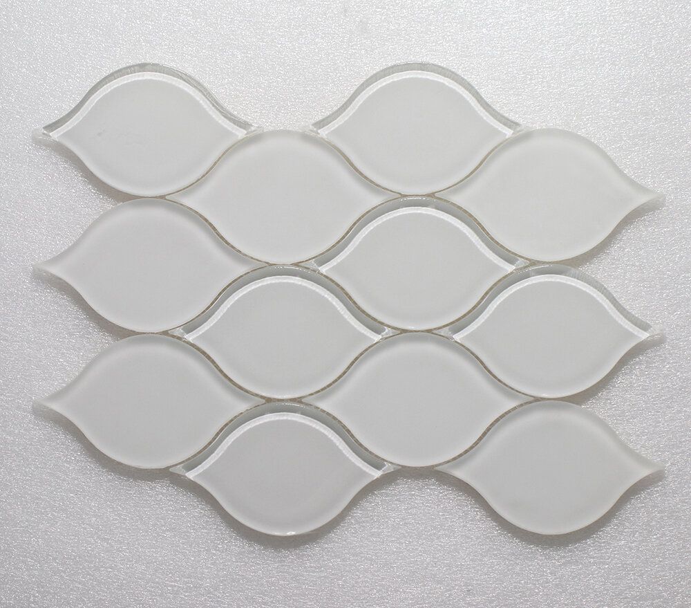 Tear Drop Glass White Clear & Frosted 11.75