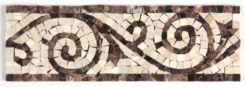 Dark Emperador - Crema Marfil Basket Weave Border - Polished - 4