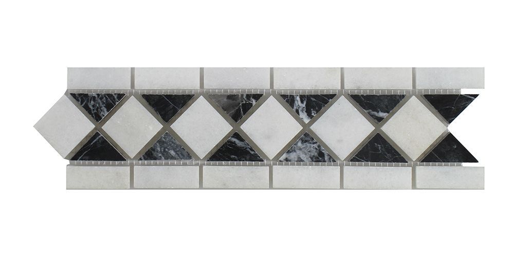 NERO MARQUINA CLASSIC BORDER - VENETIAN WHITE - 3 1/4
