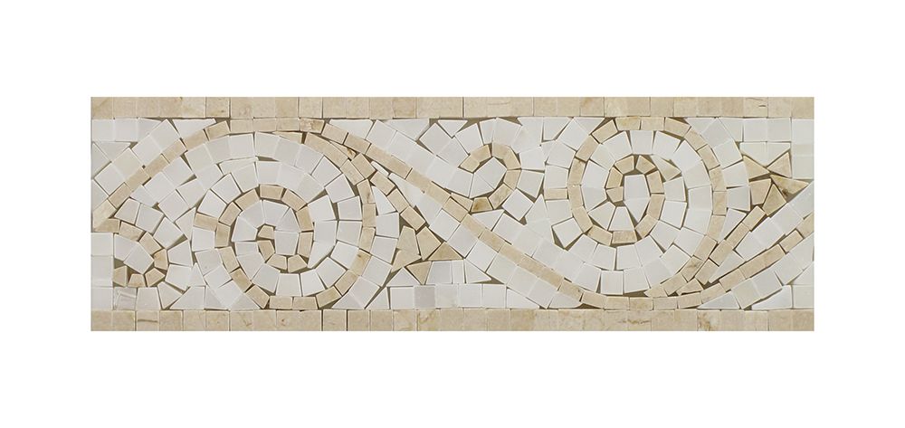 Crema Marfil - Pure White Art Border - Honed - 4