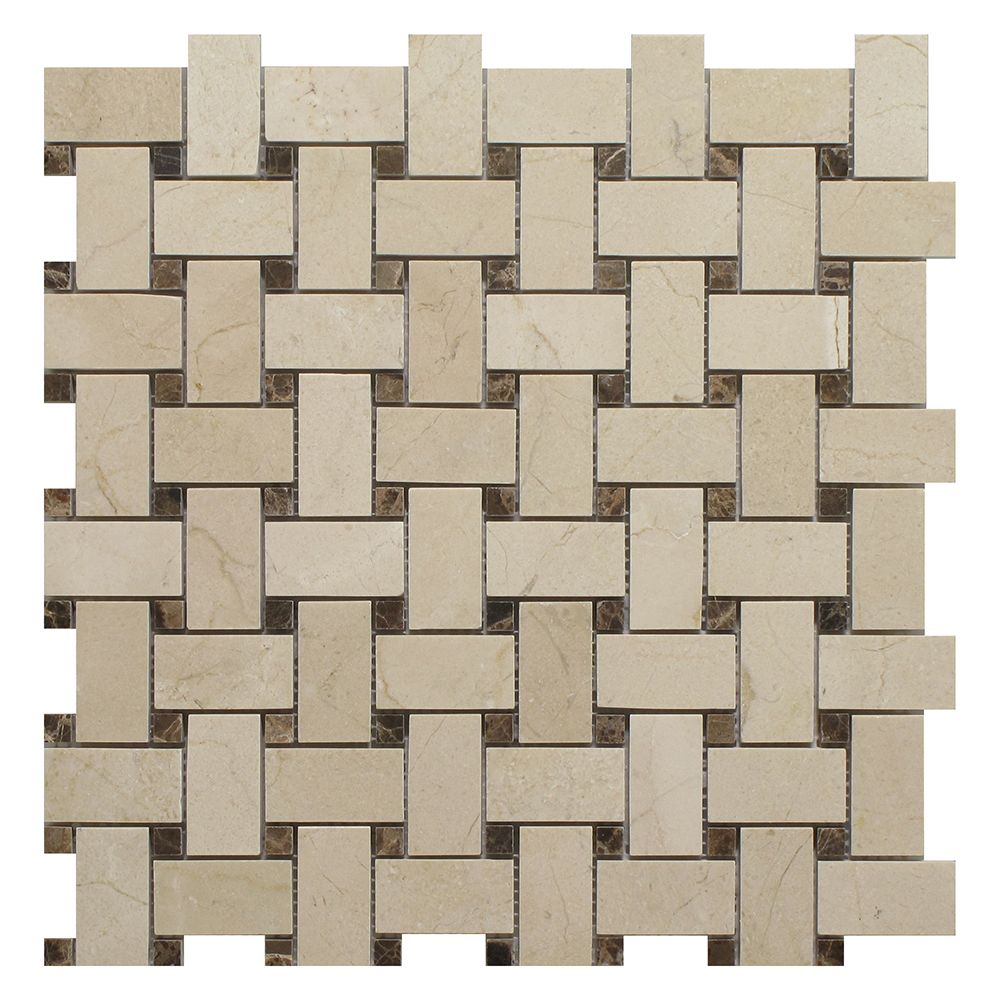 Dark Emperador - Crema Marfil Brown Dot Basket Weave - Polished