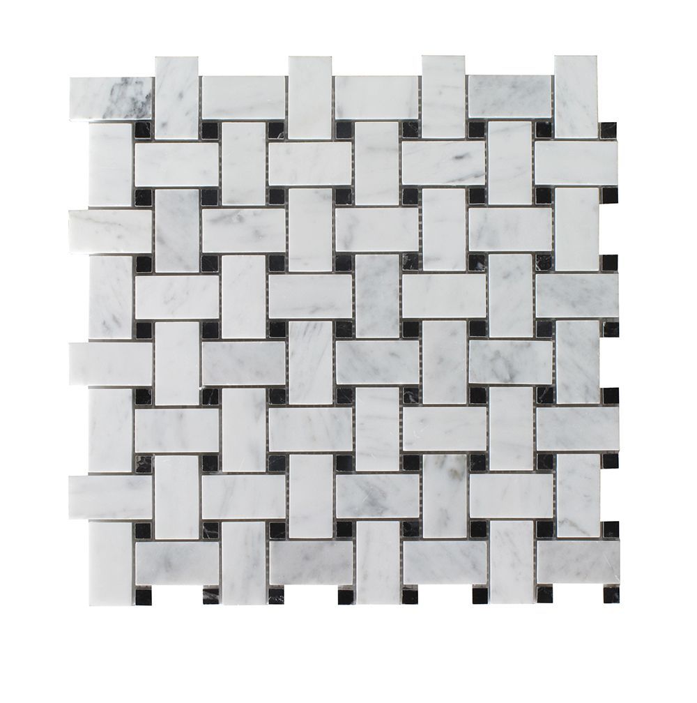 Bianco Carrara - Black Dot Basket Weave