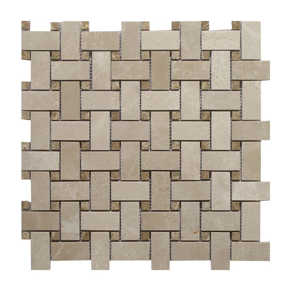 Botticino - Light Emperador Dot Basket Weave - Polished