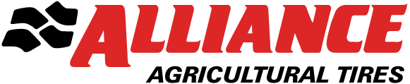 Alliance Agricultural Tires logo with red text and black graphic.