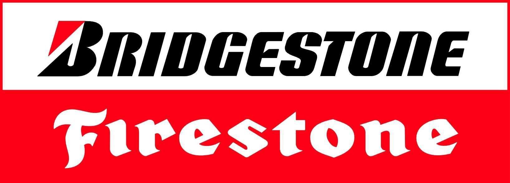 Bridgestone and Firestone logo on a red and white background.