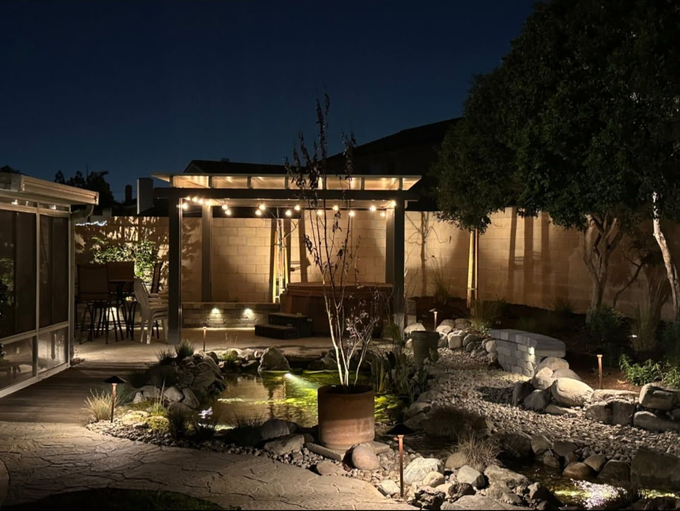Be the Light Outdoor Lighting illuminated walkway and landscape in Orange County, CA