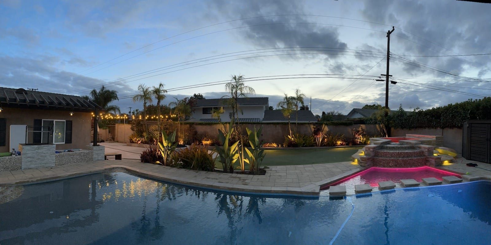 Custom fountain lighting by Be the Light Outdoor Lighting in Orange County