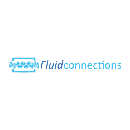 Logo with blue wavy lines inside a square, next to