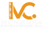 Logotipo naranja de Mensura Consultores SA con una regla, letras estilizadas y el nombre de la empresa en gris debajo.
