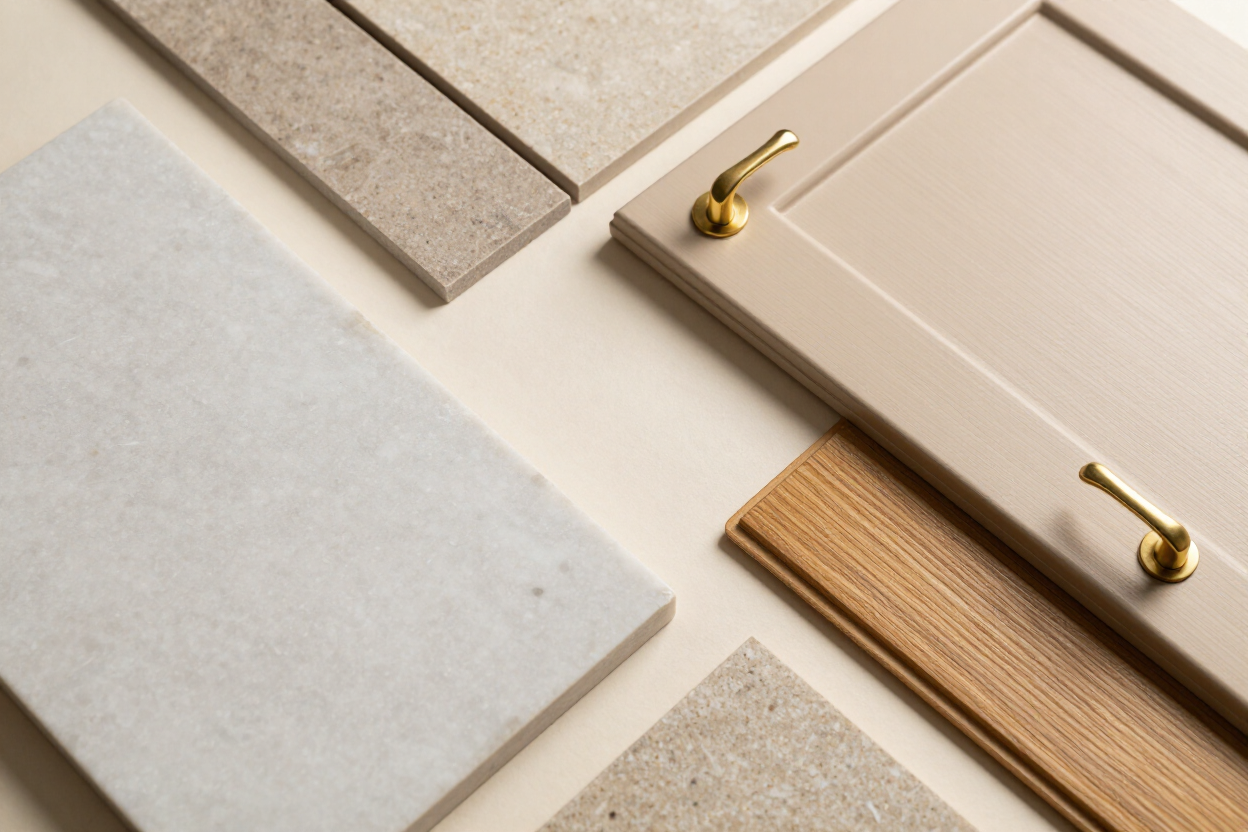 Material samples arranged for design planning