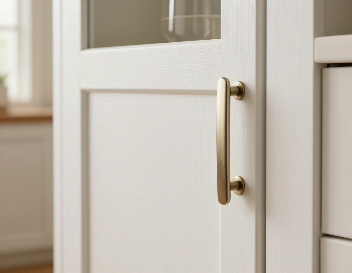 Stock shaker cabinet door with brushed-nickel hardware