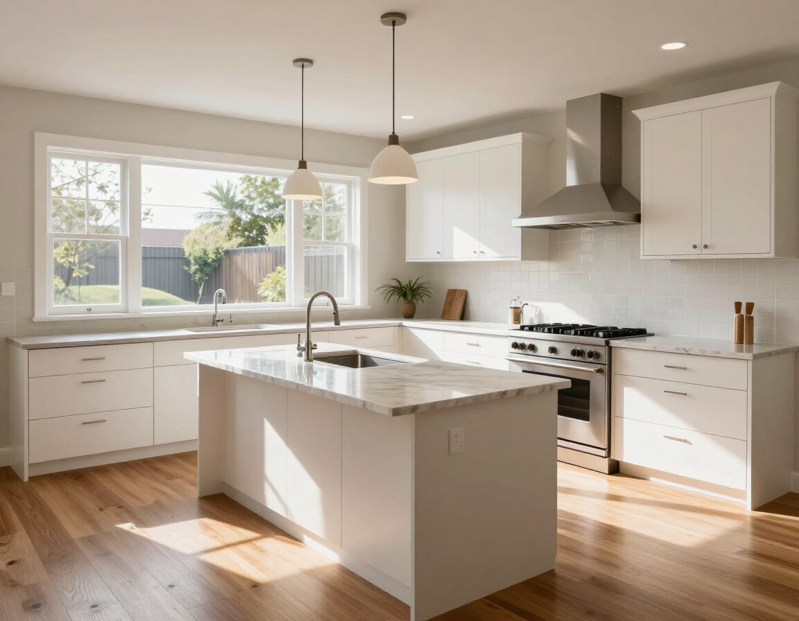 Kitchen layout planning showing work triangle from sink to island to range
