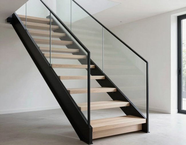 Custom stairs and glass railings by A1 Turns LLC