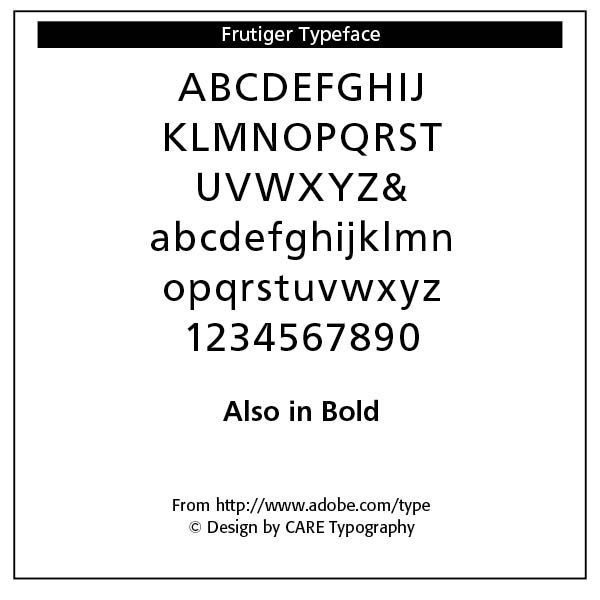 The fruitiger typeface is also in bold.