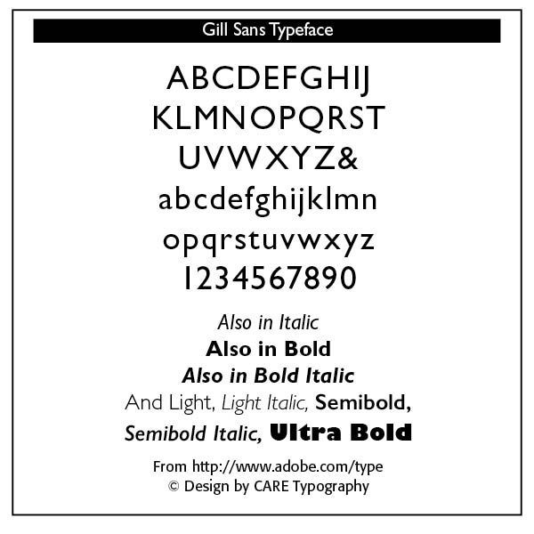 A picture of a font called gill sans typeface