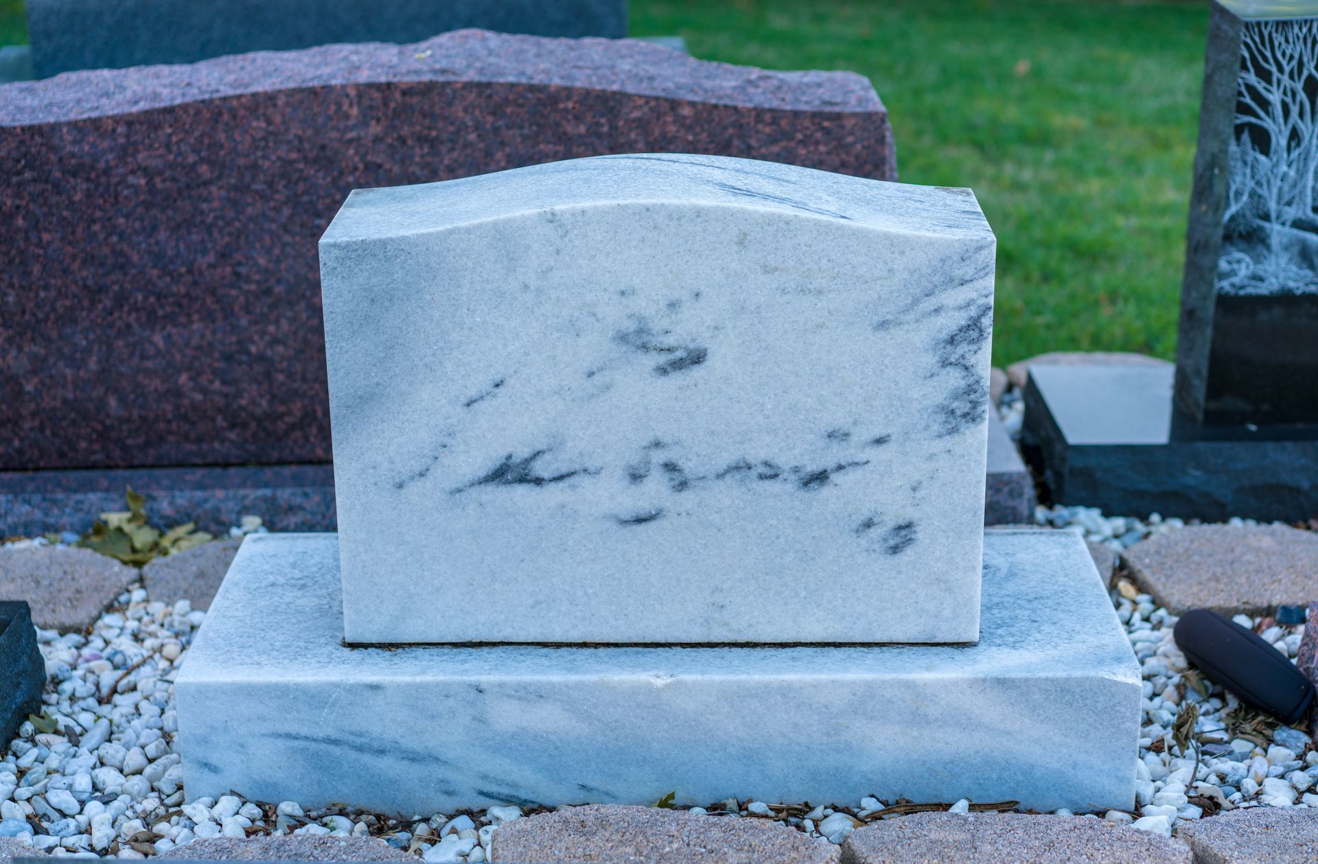 A marble gravestone.