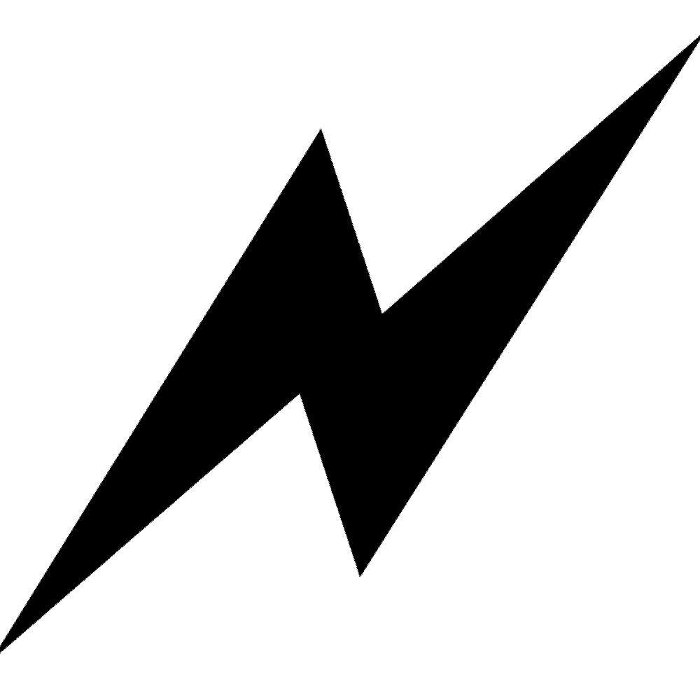 Black lightning bolt icon on a white background