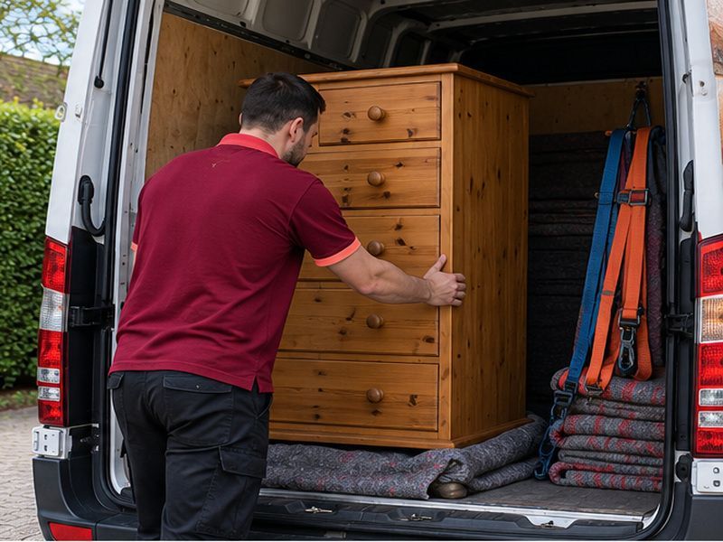 Chest of drawers loaded into the van