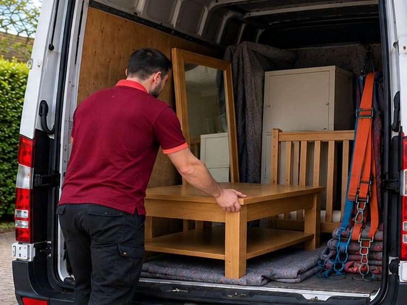 Mixed furniture loaded into the van