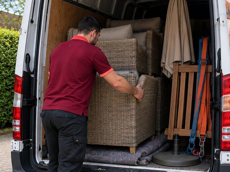 Garden furniture loaded into the van
