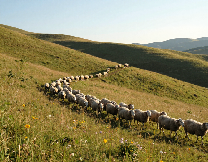 Pascoli e sentiero di transumanza nell'Alto Molise