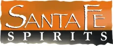 Santa Fe Spirits logo with orange and black background and white text