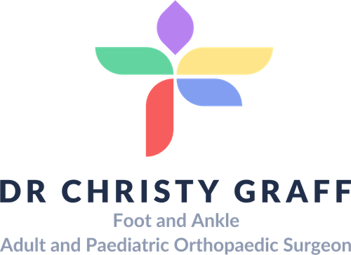 The logo for dr christy graff foot and ankle adult and paediatric orthopaedic surgeon