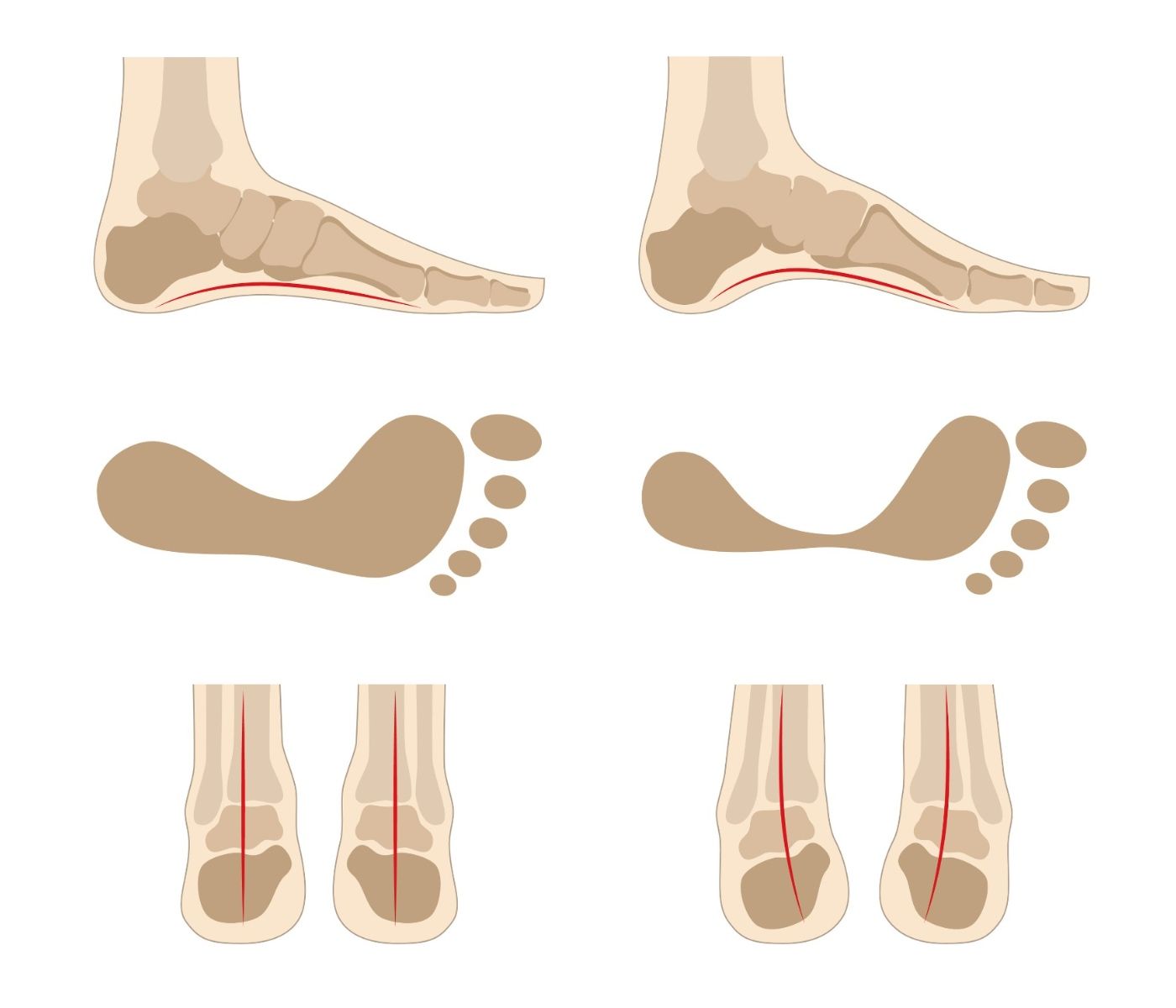 There are many different types of footprints on a white background.